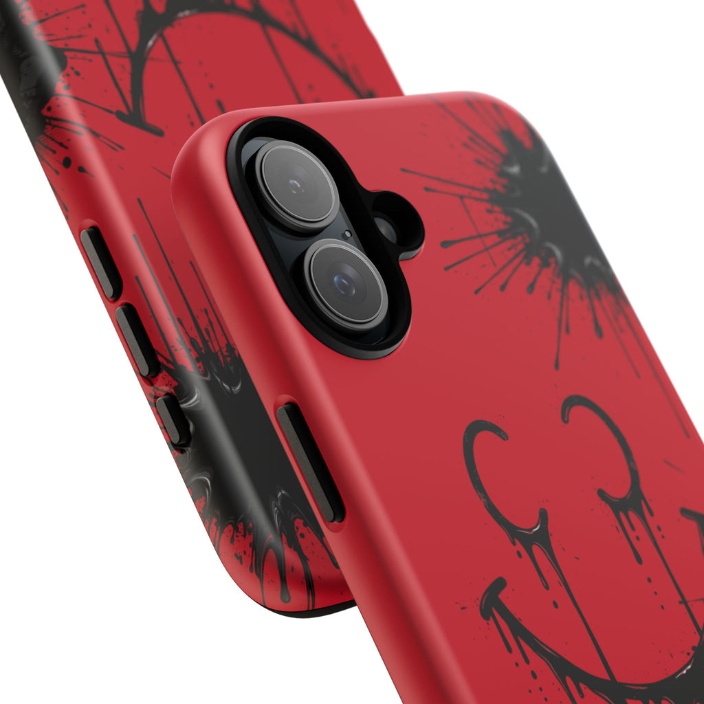 Protective Phone Case — Red Drip Smile Splatter Design