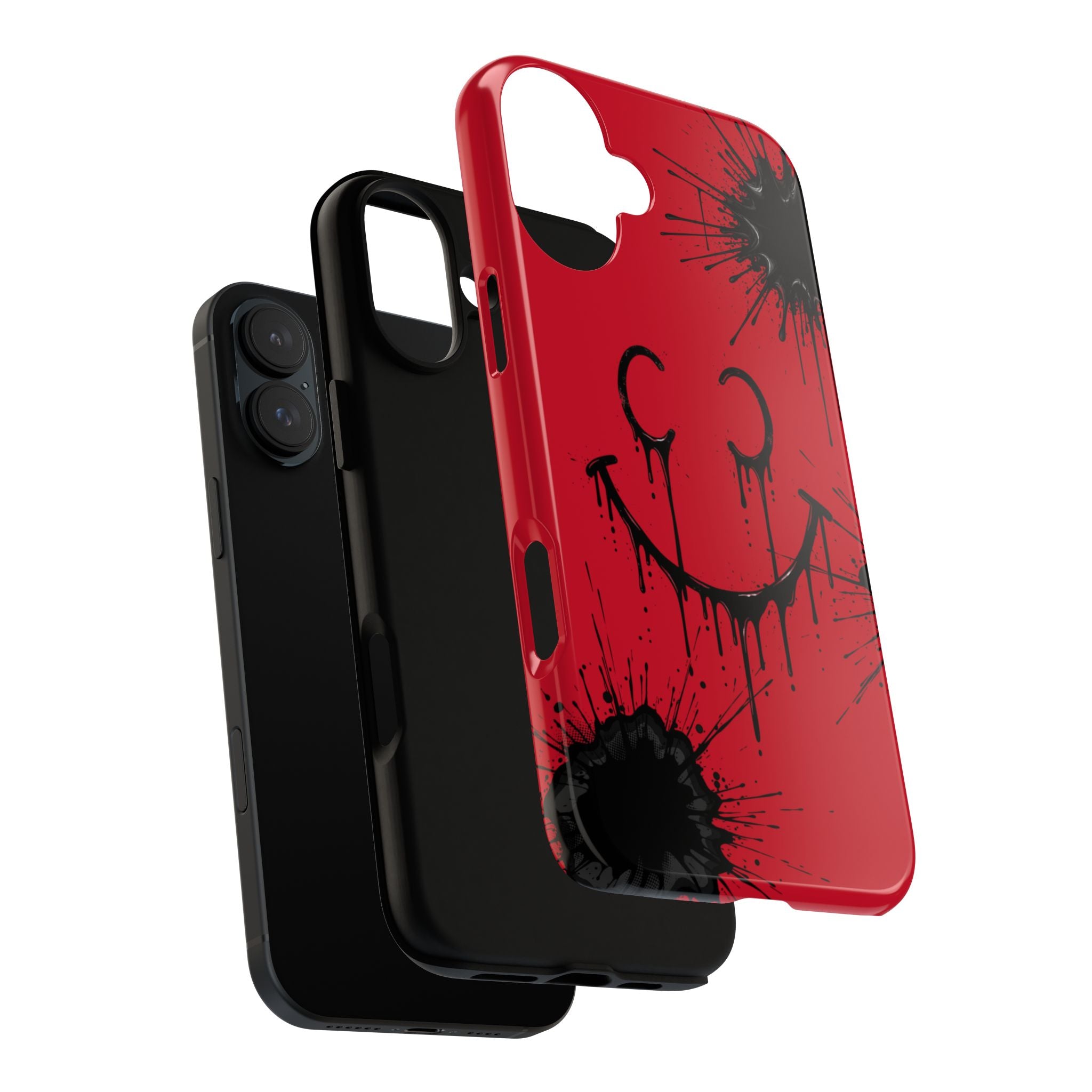 Protective Phone Case — Red Drip Smile Splatter Design