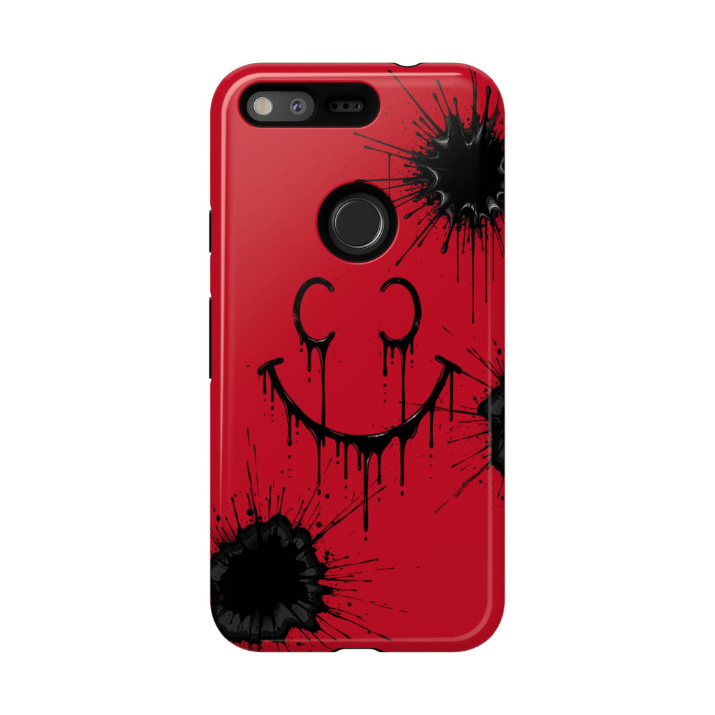 Protective Phone Case — Red Drip Smile Splatter Design