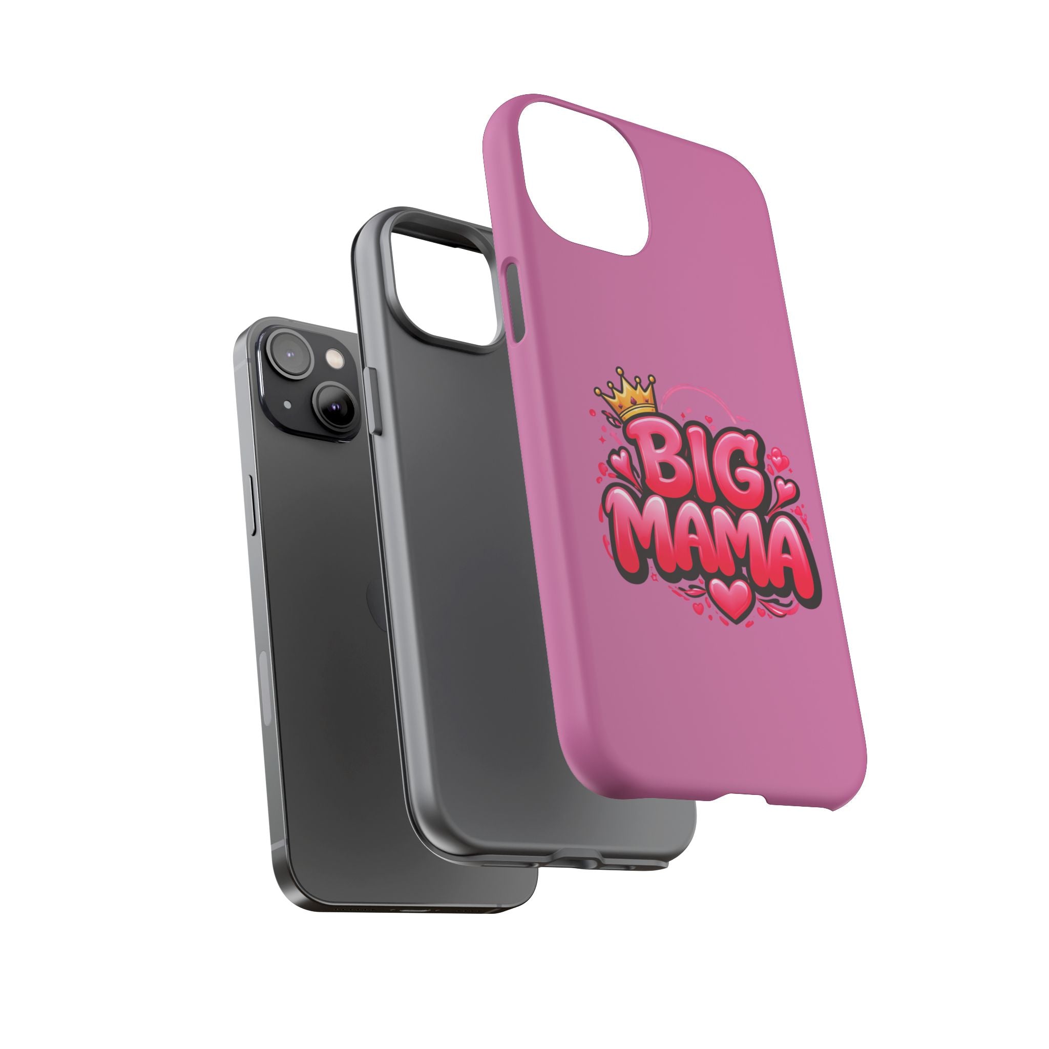 Big Mama Pink Phone Case — Cute Crowned Heart Graphic Tough Case