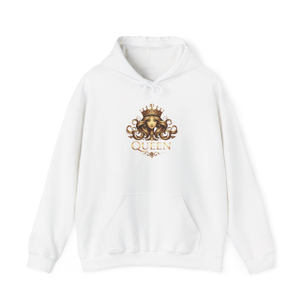 Queen Crown Graphic Hoodie — "Queen" Regal Lioness Design