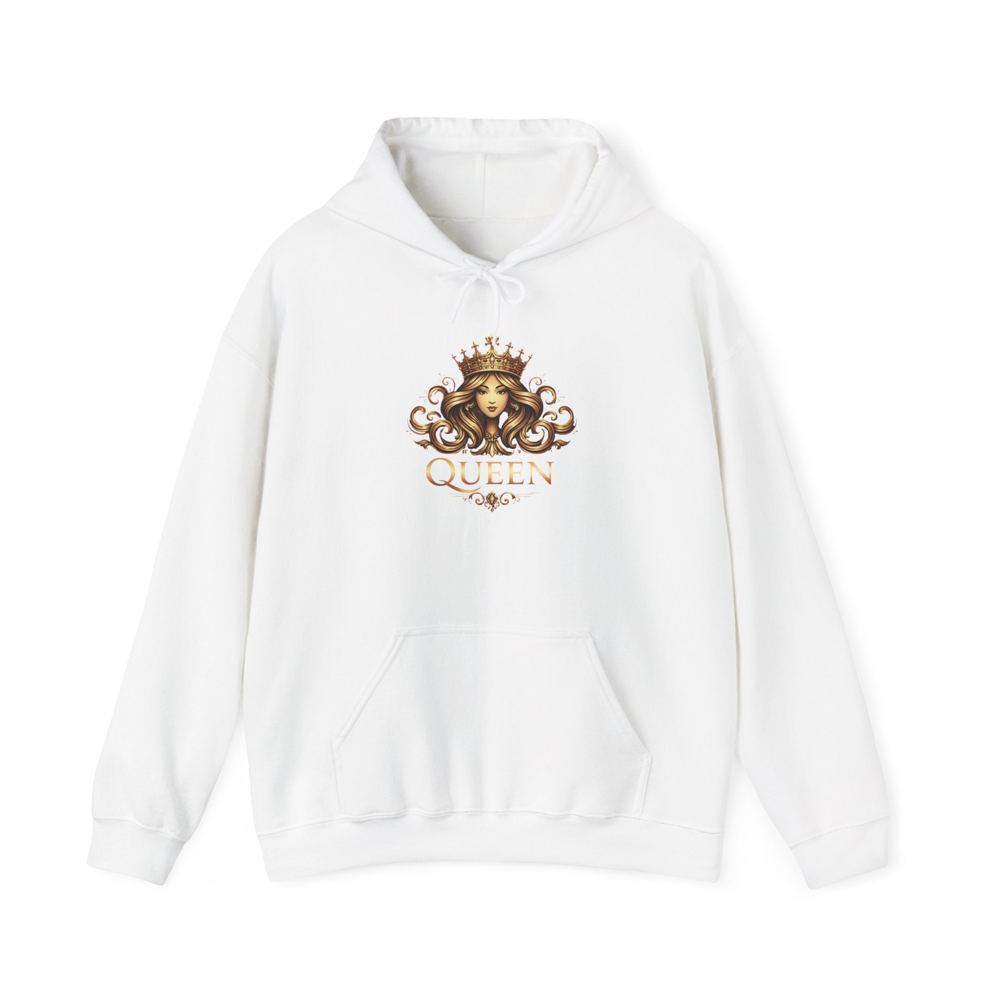 Queen Crown Graphic Hoodie — "Queen" Regal Lioness Design