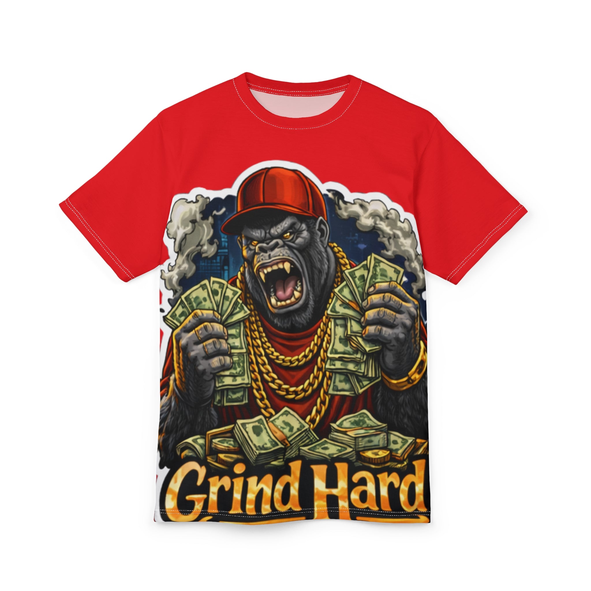 Grind Hard Gorilla Graphic Tee — Bold Money Hustle Streetwear