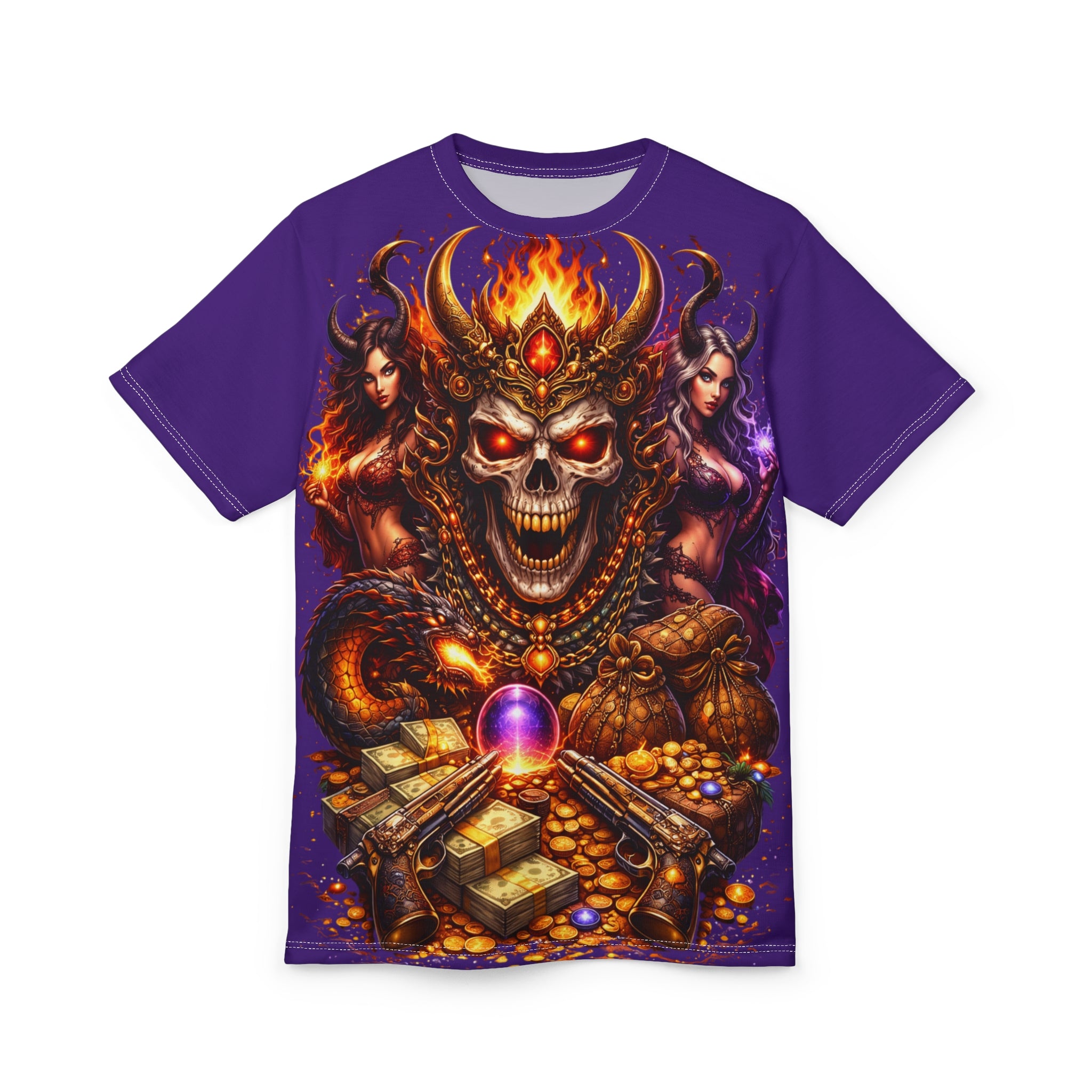 Skull King Treasure Tee — Gothic Fantasy All-Over Print Shirt
