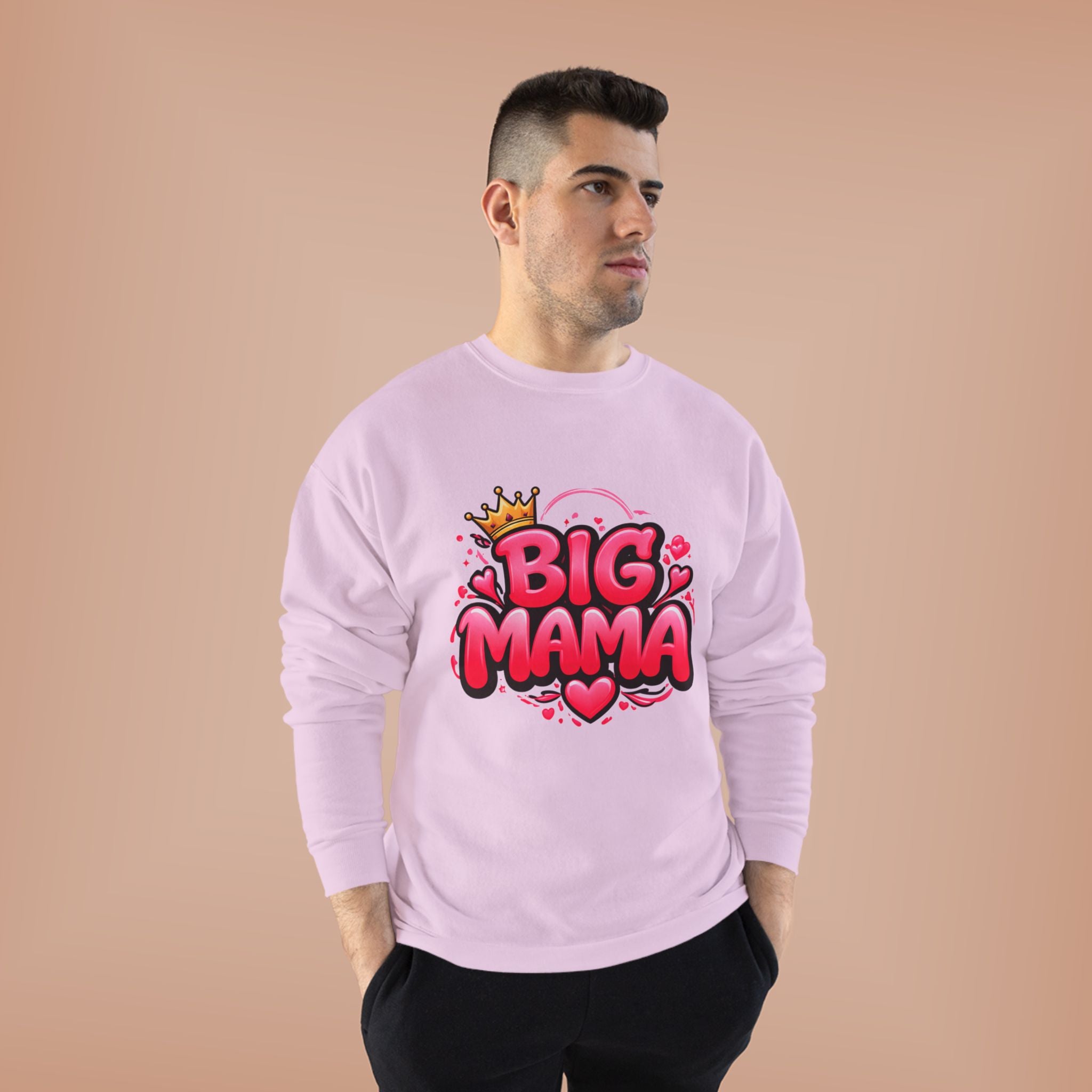 Big Mama Crewneck Sweatshirt — Pink Crown Graphic Mom Gift