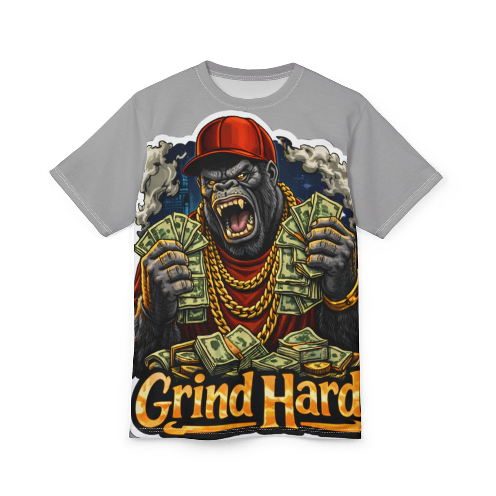 Grind Hard Gorilla Tee — Streetwear Money-Stack Graphic T-Shirt