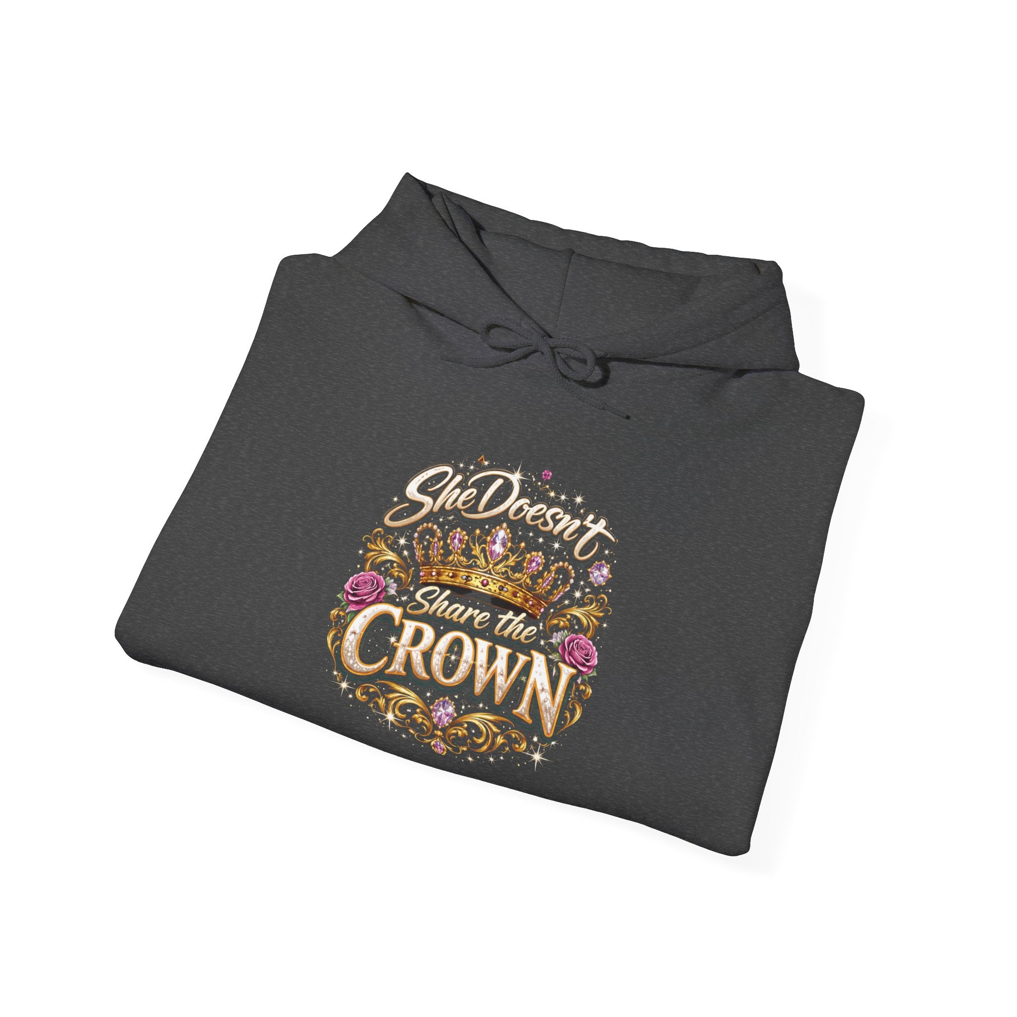 Hoodie — "She Doesn't Wear a Crown, She Wears It" Floral Empowerment Pullover