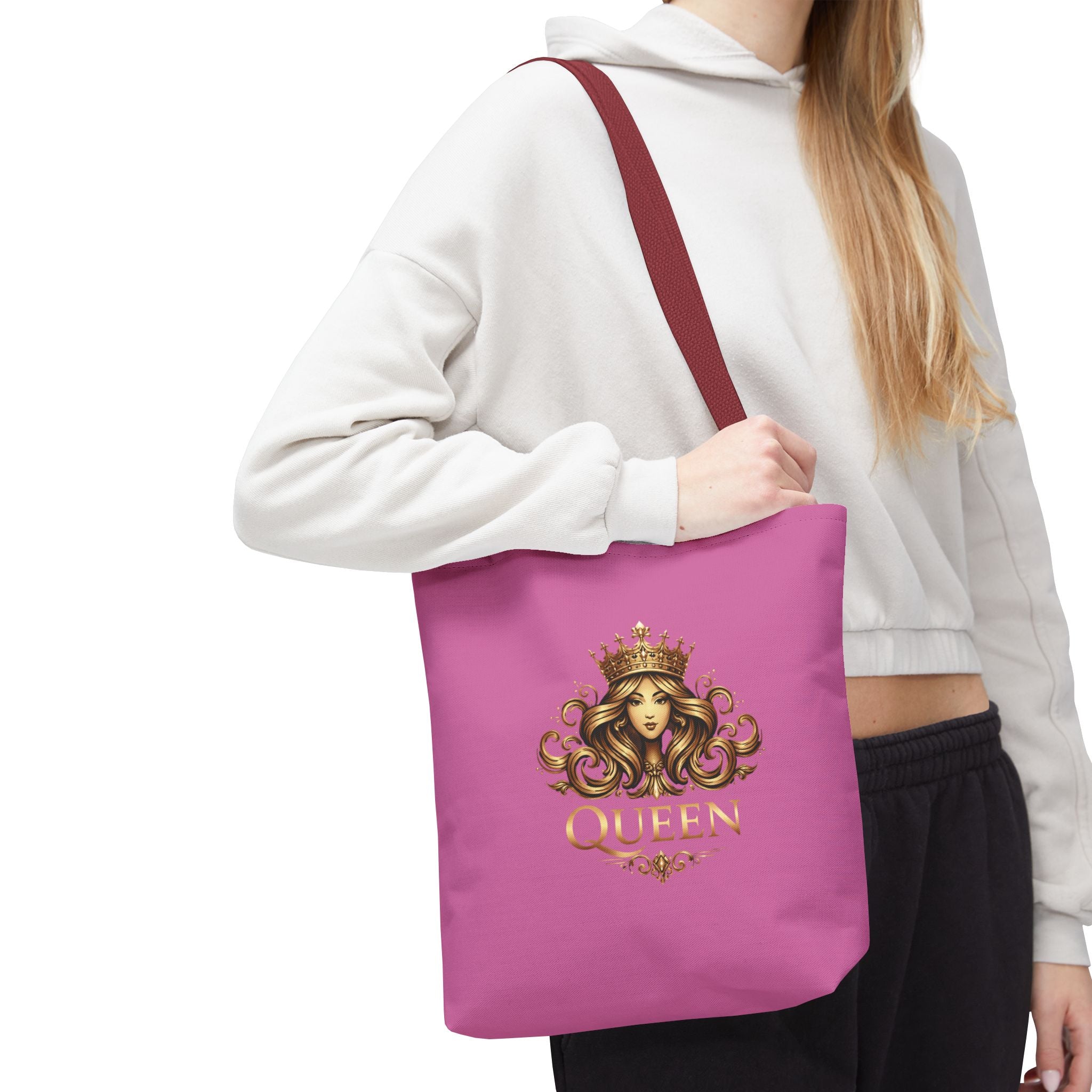 Queen Crown Pink Tote Bag — "Mind Yours" Graphic All-Over Print