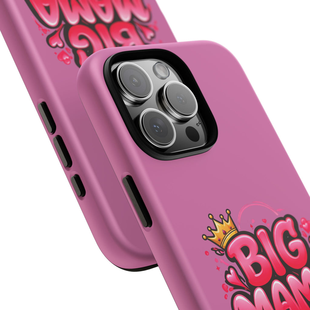 Big Mama Pink Phone Case — Cute Crowned Heart Graphic Tough Case