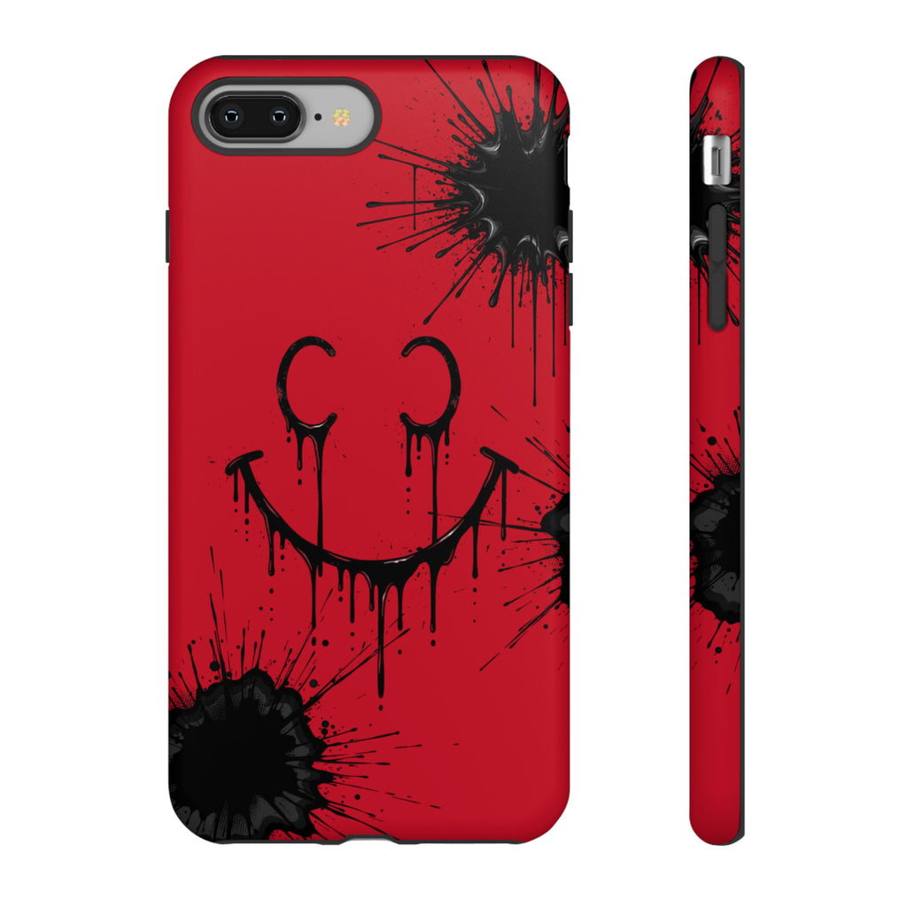 Protective Phone Case — Red Drip Smile Splatter Design