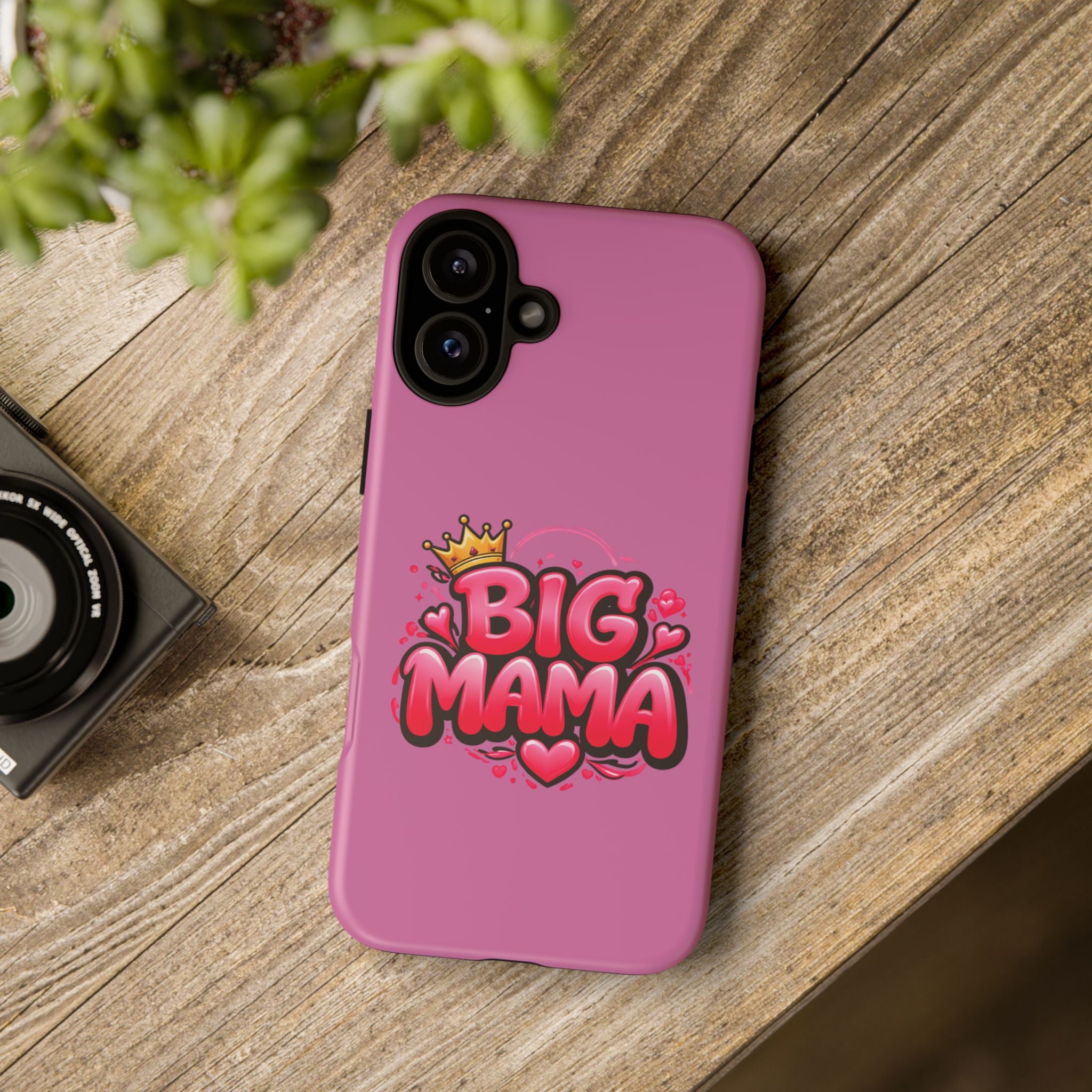 Big Mama Pink Phone Case — Cute Crowned Heart Graphic Tough Case