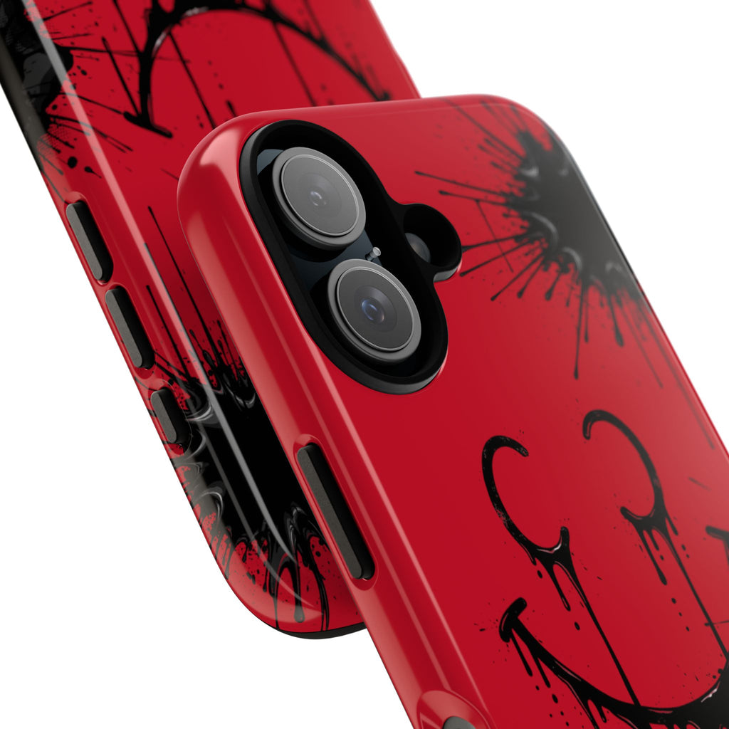Protective Phone Case — Red Drip Smile Splatter Design