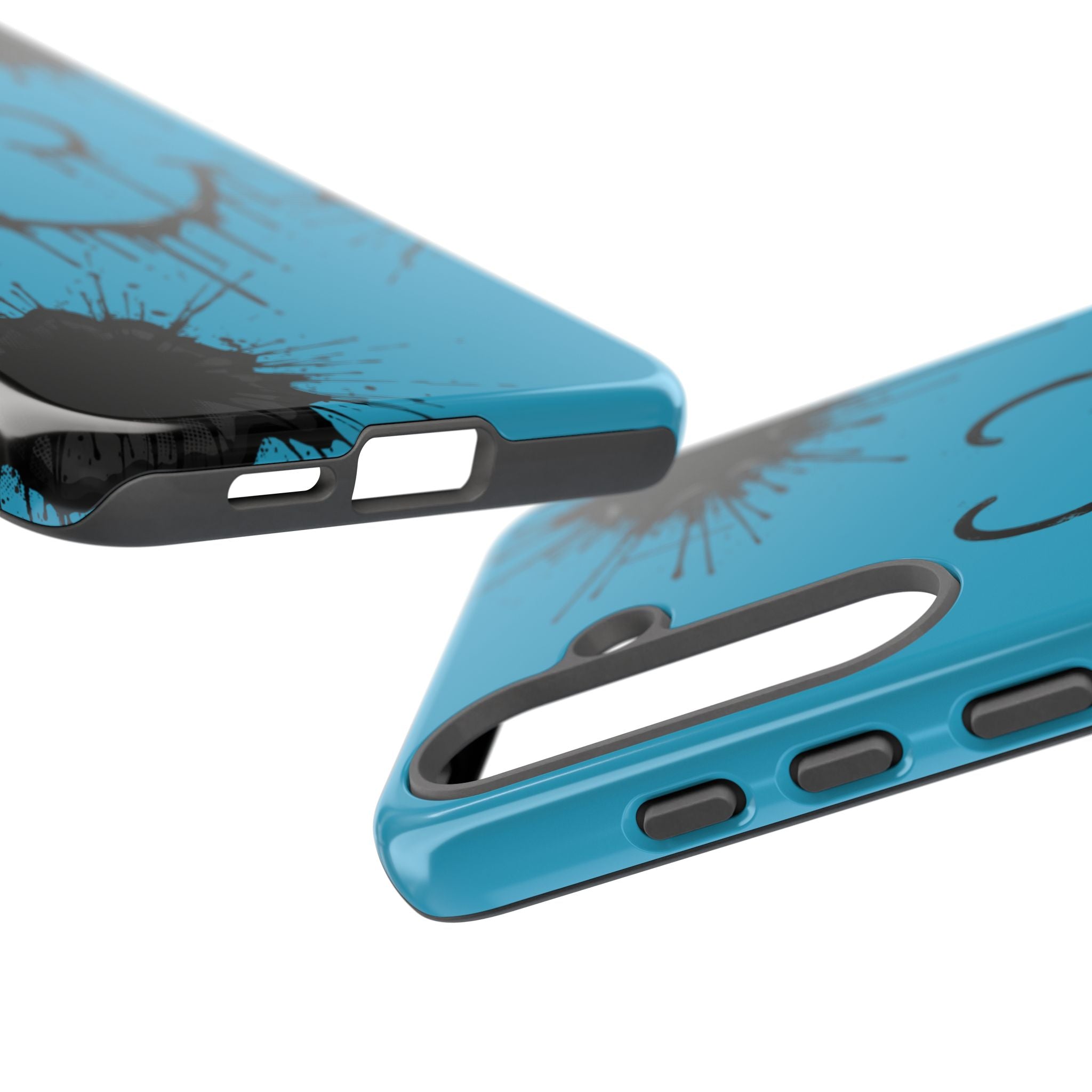 Protective Phone Case — Blue Drip Smile Splatter Design