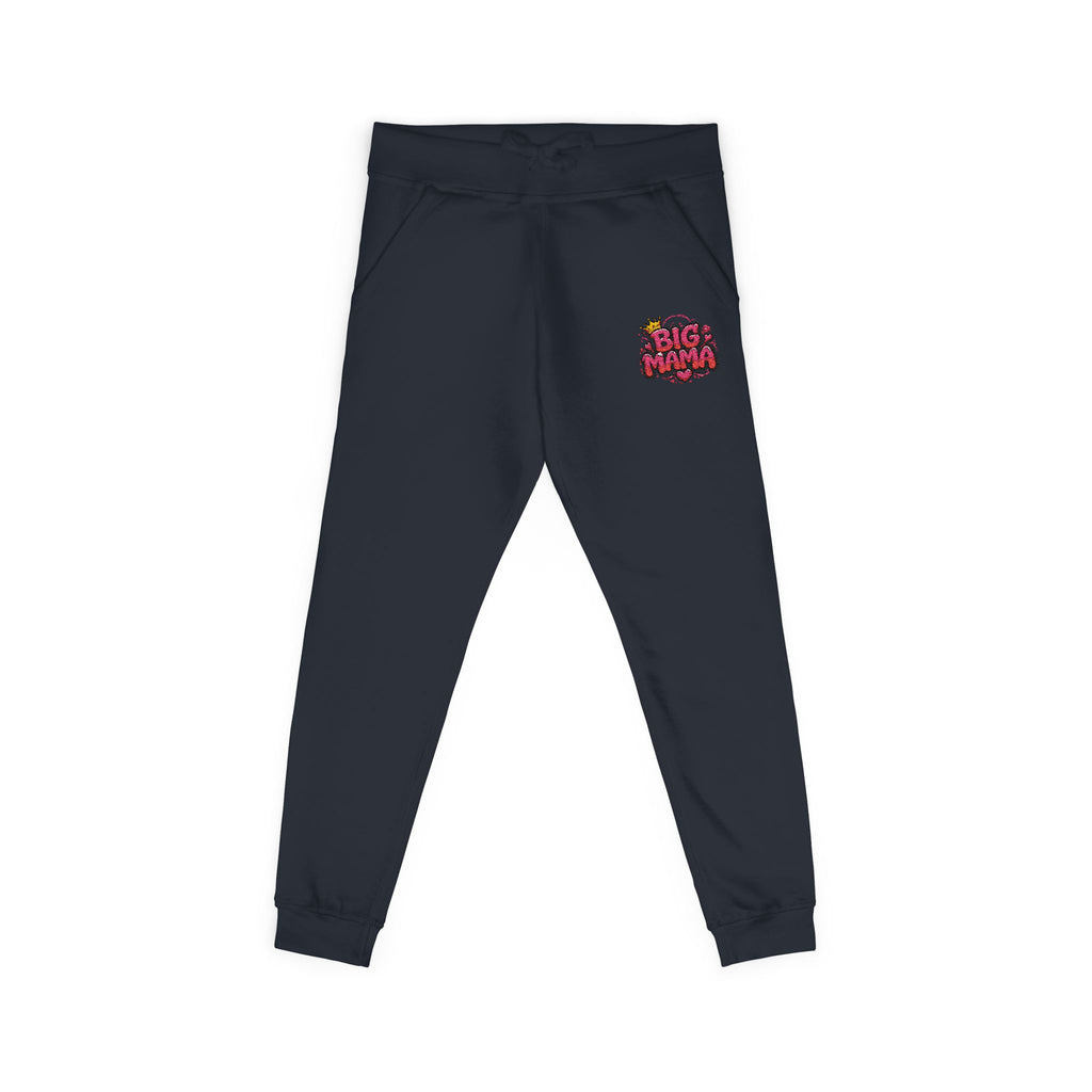 Embroidered “BigMama” Pink Fleece Sweatpants — Cute Floral Mascot Accent