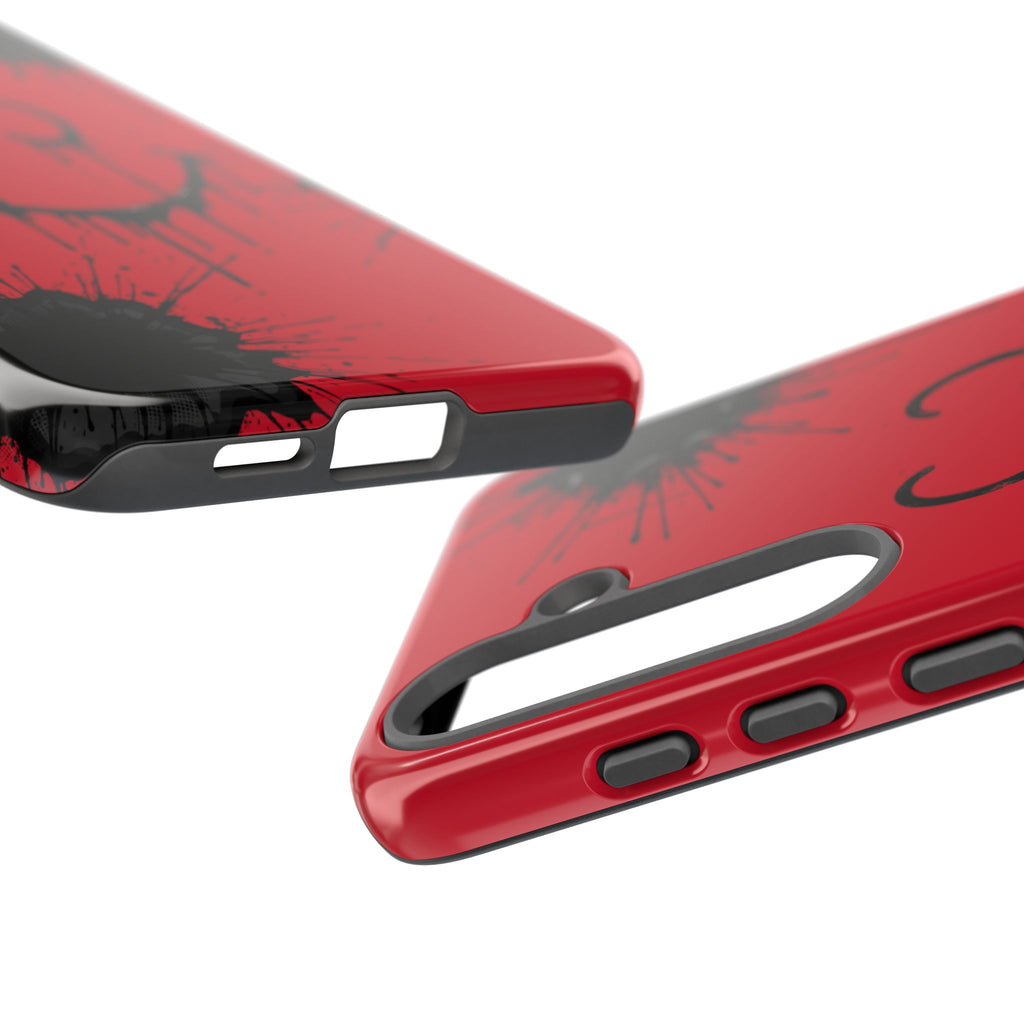 Protective Phone Case — Red Drip Smile Splatter Design