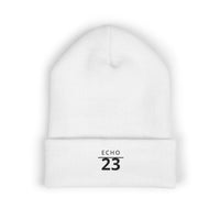 Echo 23 Embroidered Cuffed Beanie — Minimal Knit Winter Hat
