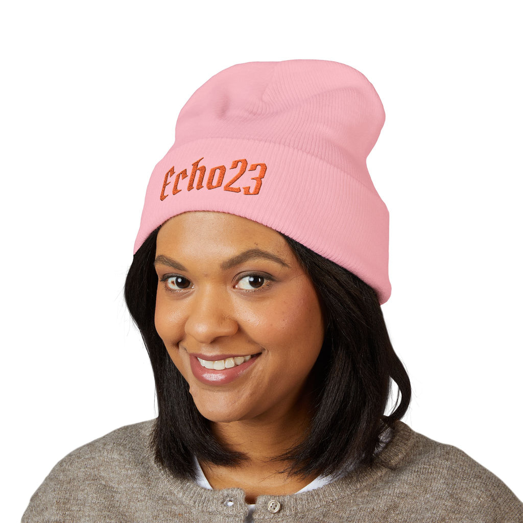 Embroidered 'Echo23' Classic Cuffed Beanie — Cozy Streetwear Knit Hat