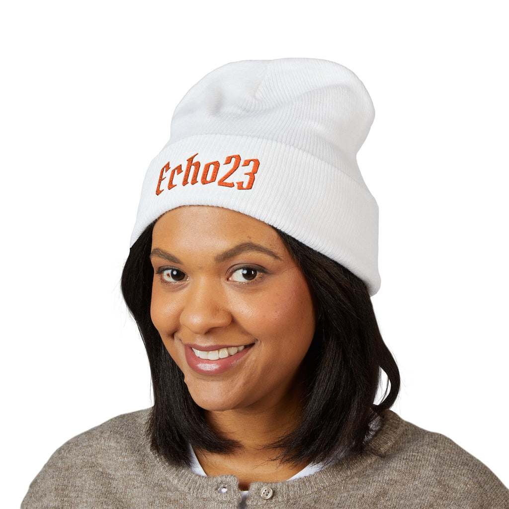 Embroidered 'Echo23' Classic Cuffed Beanie — Cozy Streetwear Knit Hat