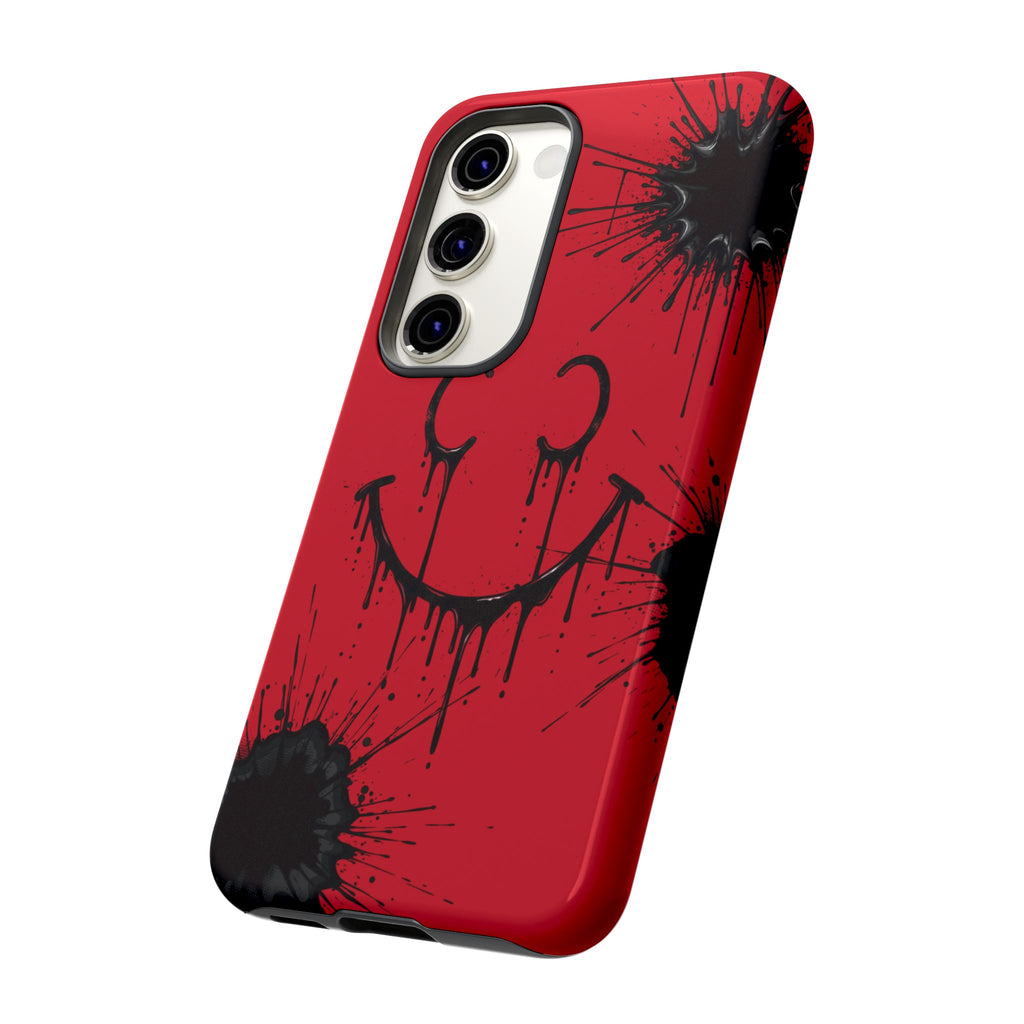 Protective Phone Case — Red Drip Smile Splatter Design