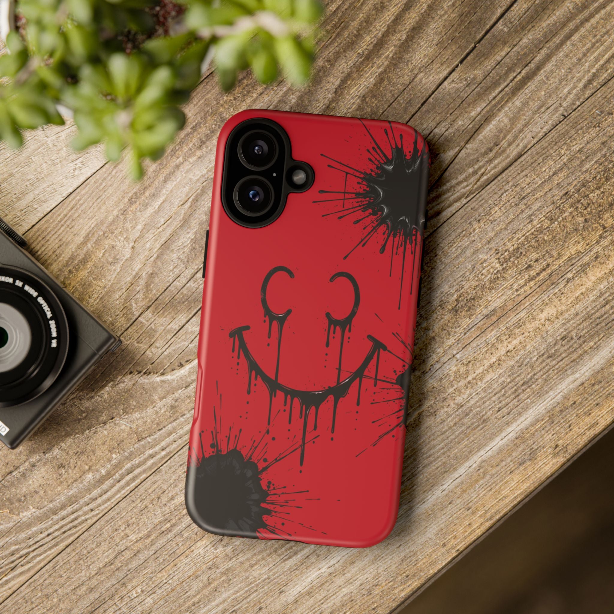 Protective Phone Case — Red Drip Smile Splatter Design
