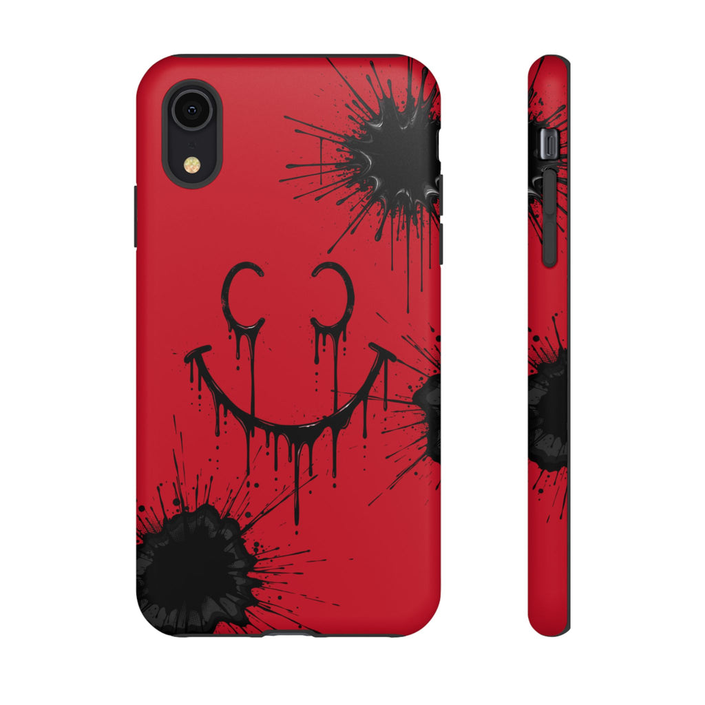 Protective Phone Case — Red Drip Smile Splatter Design